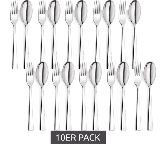 Pack of 10 Thomas by rosenthal group cutlery set made of 18/10 stainless steel fork and spoon serving cutlery kitchen accessories kitchen utensils dishwasher safe PS01348 silver