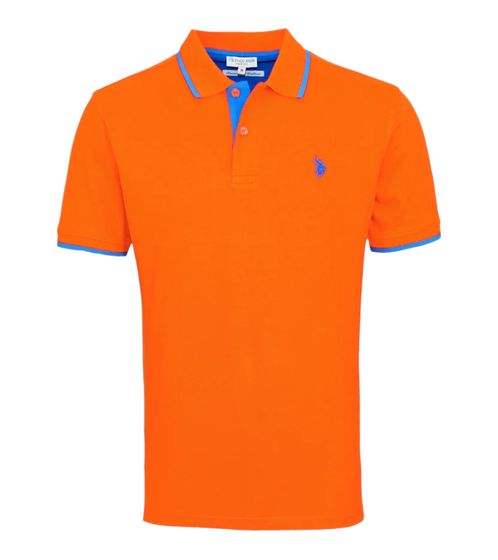 U.S. POLO ASSN. Polo de hombre, camisa básica, camisa de algodón, camisa de manga corta 197 63899 52520 315 naranja/azul claro