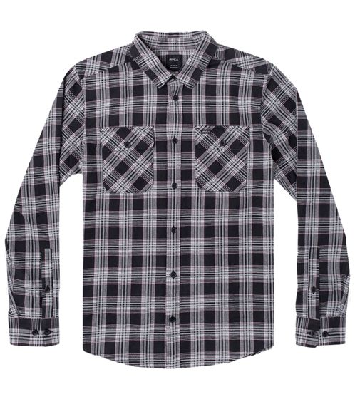 RVCA Thatll Work Camicia di transizione da uomo Camicia a quadri per tutti i giorni Camicia di flanella Giacca di cotone U1SHRS RVF0 Nero/Rosa/Grigio