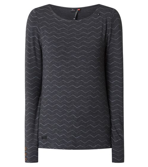 ragwear women's long-sleeved shirt with zigzag pattern everyday shirt 2221-25005 1010 gray