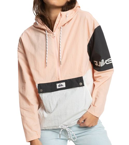 Quiksilver Fun Side Project Veste d'automne pour femme avec capuche coupe-vent EQWJK03048 MEB0 Rose/Blanc/Noir