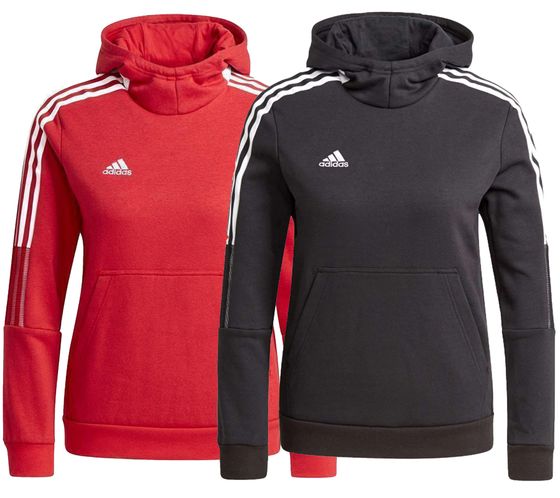 Sweat-shirt adidas Tiro21 à capuche en coton durable pour filles et garçons noir ou rouge