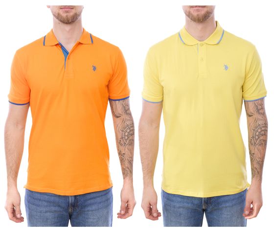 U.S. POLO ASSN. Polo hombre camisa básica camisa de algodón camisa manga corta 197 63899 52520 amarillo o naranja