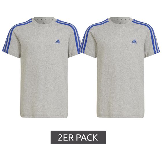 Pack de 2 camisetas de fútbol adidas para niños de algodón sostenible HP0842 gris/azul