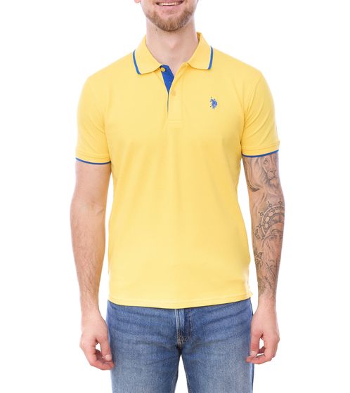 U.S. POLO ASSN. Men's polo shirt, basic shirt, cotton shirt, short-sleeved shirt, 197 68163 52520 112 yellow/dark blue