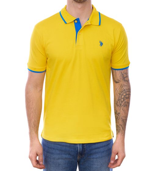 U.S. POLO ASSN. Polo homme, chemise basique, chemise en coton, chemise à manches courtes 197 68163 52520 112 jaune/bleu foncé