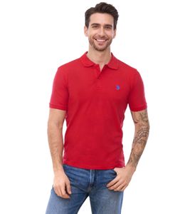 U.S. POLO ASSN. Herren Polo-Shirt Basic-Shirt Baumwoll-Shirt Kurzarm-Shirt 197 61092 52520 155 Rot/Blau