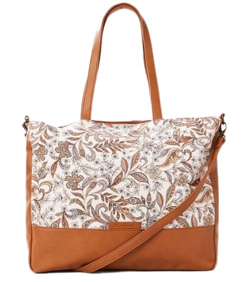 RIP CURL Lunar borsa a mano grande con stampa all-over borsa a tracolla con contenuto di cotone 17 litri LSBRR1 1046 marrone/beige