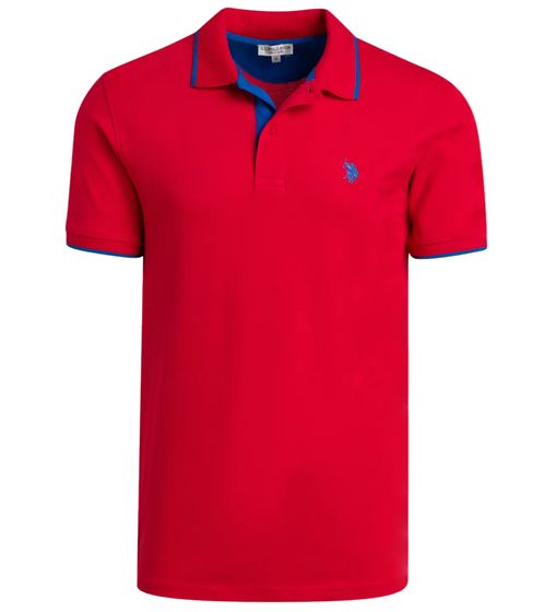 U.S. POLO ASSN. Polo de hombre, camisa básica, camisa de algodón, camisa de manga corta 197 66835 52520 152 rojo oscuro/azul