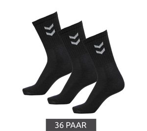 36 pairs of hummel Basic Crew socks with contrasting chevrons, cotton socks, sports socks 022030, black