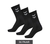 36 Paar hummel Basic Crew-Socken mit Kontrastwinkel Baumwoll-Strümpfe Sport-Socken 022030 Schwarz 