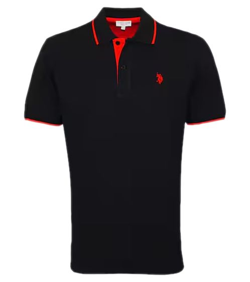 U.S. POLO ASSN. Herren Polo-Shirt Basic-Shirt Baumwoll-Shirt Kurzarm-Shirt 197 66835 52520 297 Schwarz/Rot