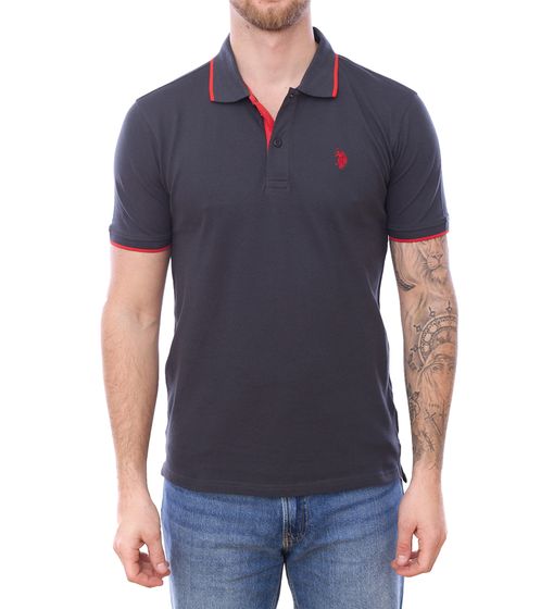 U.S. POLO ASSN. Polo uomo basic camicia in cotone camicia manica corta 197 66835 52520 297 grigio/rosso