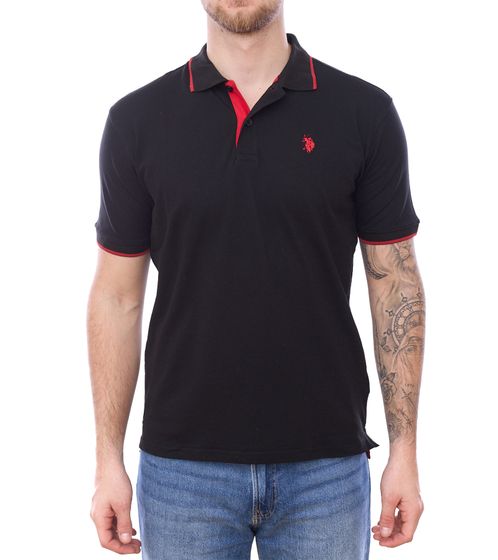 U.S. POLO ASSN. Men's polo shirt, basic shirt, cotton shirt, short-sleeved shirt, 197 63899 52520 191 black/red