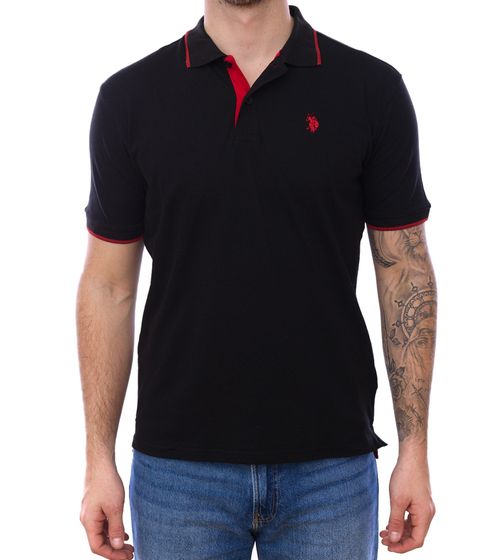 U.S. POLO ASSN. POLO. Polo de hombre camisa básica camisa de algodón camisa de manga corta 197 63899 52520 191 negro/rojo