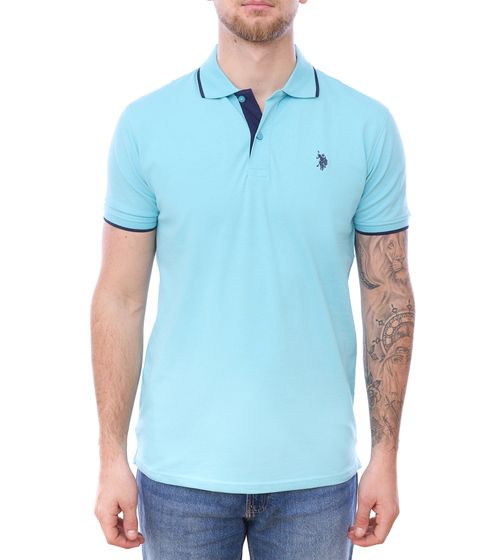 U.S. POLO ASSN. Men's polo shirt, basic shirt, cotton shirt, short-sleeved shirt, 197 63899 52520 238 turquoise