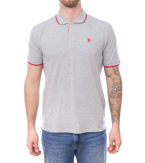 U.S. POLO ASSN. Polo homme chemise basique chemise en coton chemise à manches courtes 197 63899 52520 182 gris/rouge