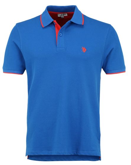 U.S. POLO ASSN. Men's polo shirt, basic shirt, cotton shirt, short-sleeved shirt, 197 63899 52520 134 blue/red