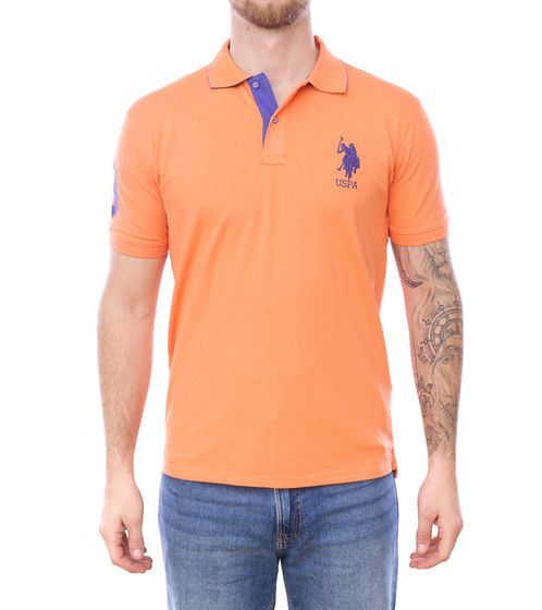 U.S. POLO ASSN. Herren Polo-Hemd mit "3" Patch auf Ärmel Baumwoll-Shirt mit großer Logo-Stickerei 197 68175 52520 417 Orange/Lila