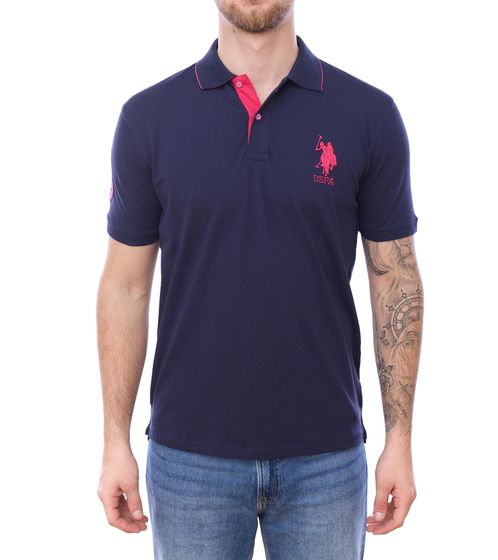 U.S. POLO ASSN. Polo da uomo, camicia in cotone, camicia a maniche corte, camicia basic 197 68175 52520 378 blu scuro/rosa