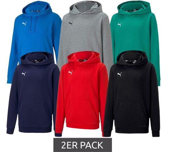 Pack de 2 PUMA teamGOAL 23 Casuals sweat à capuche pour enfants avec poche kangourou pull à capuche pour adolescents garçons et filles 656711 rouge, noir, vert, marine, gris, bleu