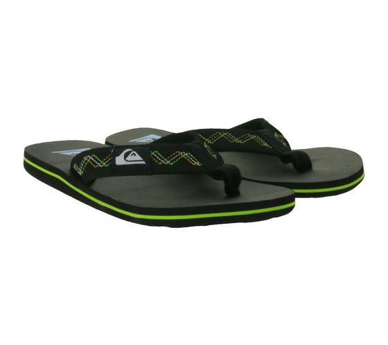 QUIKSILVER MOLOKAI STITCHY Kinder Zehen-Trenner mit neon gelben Streifen Sandalen AQBL100487 XKKG Schwarz