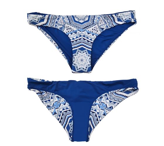 RIP CURL La Playa women's bikini bottoms, reversible swimwear, plain and all-over print bikini panty GSINN8 blue/white