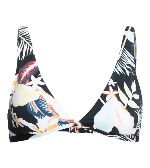 Top de bikini de mujer ROXY Beach Classic con estampado integral de flores, moda de baño ERJX304356 KVJ7 negro/colorido