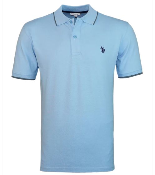 U.S. POLO ASSN. Herren Polo-Shirt Basic-Shirt Baumwoll-Shirt Kurzarm-Shirt 197 63899 52520 235 Blau/Dunkelblau