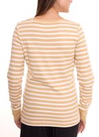 DELMAO women's long-sleeved shirt striped cotton sweatshirt blue/white or beige/white DELMAO women's long-sleeved shirt striped cotton sweatshirt blue/white or beige/white