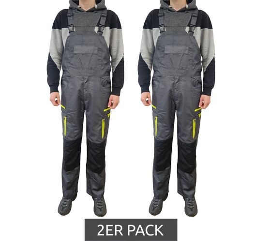 Pack of 2 PUREWORK men's work dungarees with lots of compartments, work trousers 7844187 gray