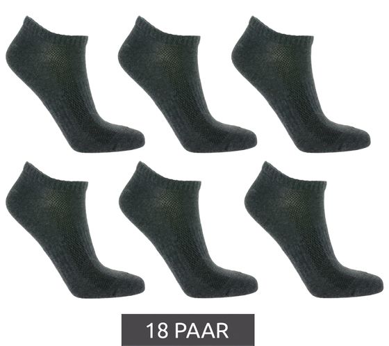 18 paires de chaussettes baskets TASTIQ, chaussettes en coton unies dans une boîte cadeau, chaussettes de sport, gris