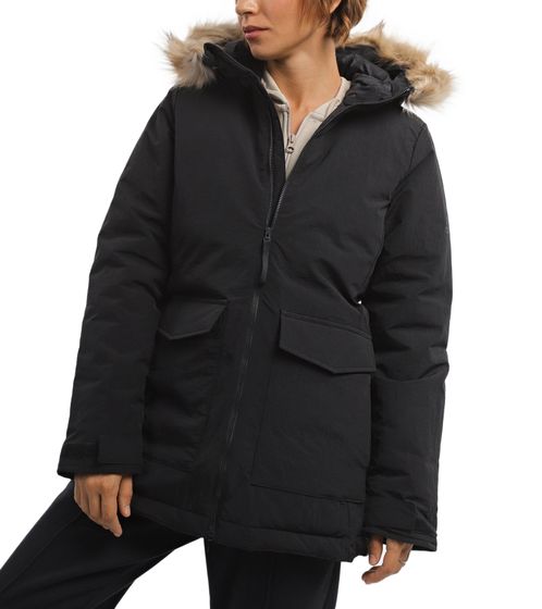 adidas Damen Kapuzen-Parka mit abnehmbarem Pelz-Rand Winter-Jacke recycelt IJ8260 Schwarz