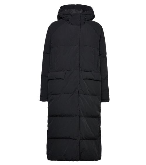 Piumino sostenibile da donna adidas Big Baffle con cappuccio, giacca invernale con piumino d'anatra IK3159 nero