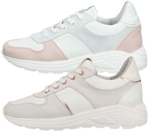 STEVEN NEW YORK Damen Echtleder-Schuhe Low-Top Sneaker SNY11000242-0300 Weiß/Rosa oder Weiß/Bronze