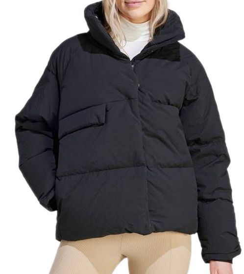 Plumífero sostenible de mujer adidas Big Baffle con cuello alto chaqueta de invierno con plumón de pato IK3166 negro