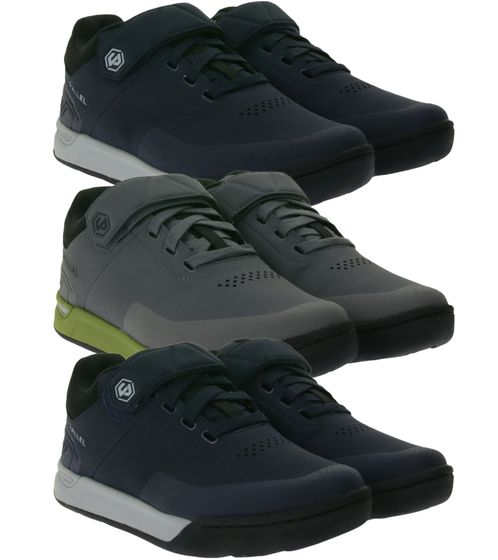 UNPARALLEL UP Link chaussures de cyclisme pour femmes ou hommes avec semelle EVA chaussures VTT baskets de sport absorbant les vibrations avec sports de cyclisme OrthoLite avec fermeture velcro 291522 en gris foncé/vert ou bleu foncé/gris