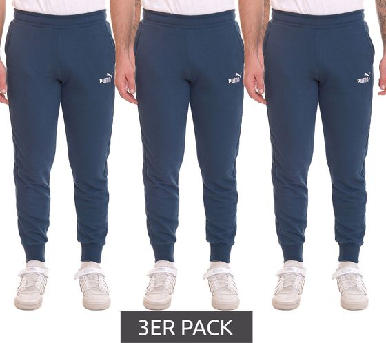 Pack de 3 pantalons de jogging PUMA ESS Logo pour hommes, pantalons de survêtement élégants avec logo 679629 16 bleu pétrole