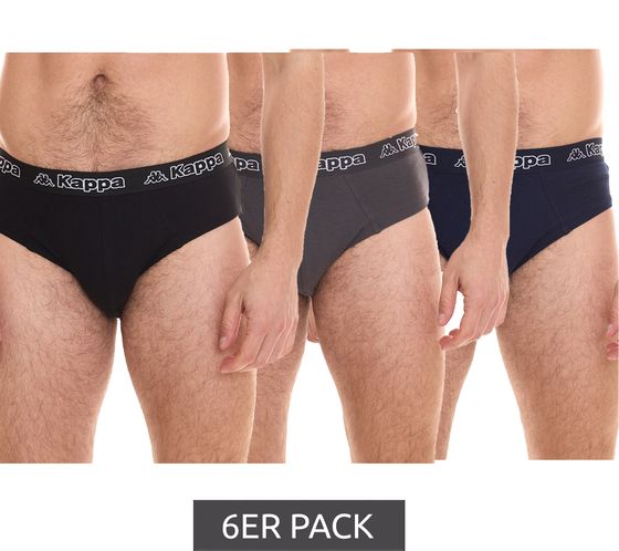 Pack de 6 calzoncillos de hombre Kappa con ropa interior elástica de algodón con logo en la cintura calzoncillos 711167 negro, azul o gris