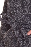 ALPENBLITZ Damen Fleece-Jacke mit Binde-Gürtel Übergangs-Jacke aus weichem Strickfleece Blau/Grau oder Schwarz/Grau