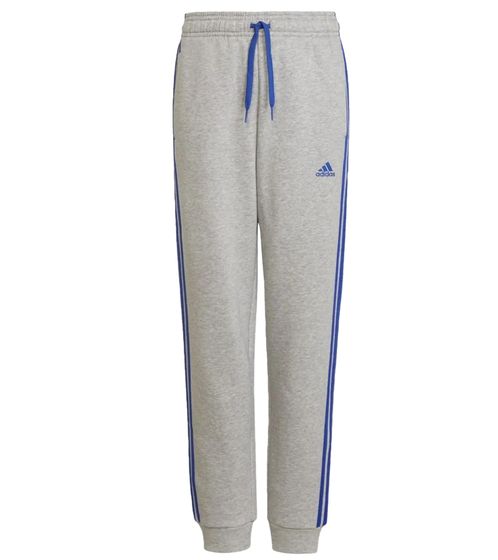 adidas sustainable sports pants for boys and girls everyday joggers with cotton content fitness pants HN6712 gray/blue