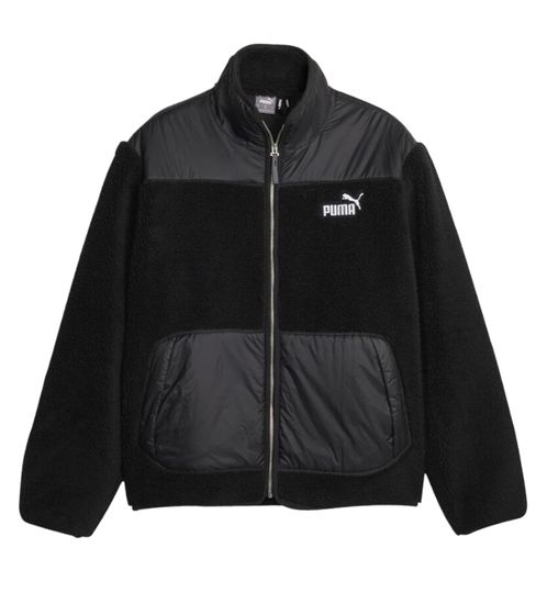 PUMA Sherpa Hybrid Jacke Herren Übergangs-Jacke mit Stehkragen und Teddyfell 675385 01 Schwarz