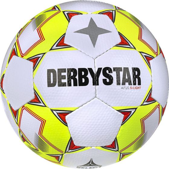 DERBYSTAR Apus S-Light v23 ballon d'entraînement de football pour jeunes taille 4 avec structure de balle de golf 1388400530 blanc/jaune fluo/rouge