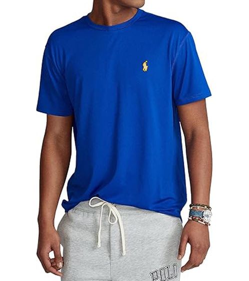 POLO RALPH LAUREN Chemise en coton pour hommes T-shirt à col rond coupe ajustée avec logo brodé 710671438035 Bleu royal