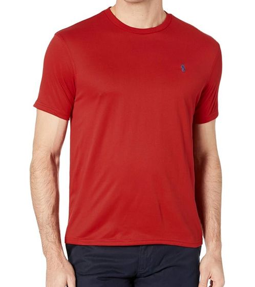 Camisa de hombre POLO RALPH LAUREN de algodón con corte personalizado y cuello redondo con logo bordado rojo