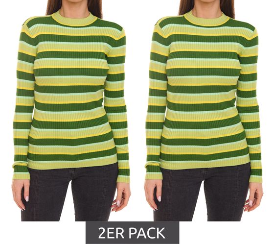 Pack de 2 jersey de mujer Aniston CASUAL jersey de punto a rayas con cuello redondo 72679015 verde