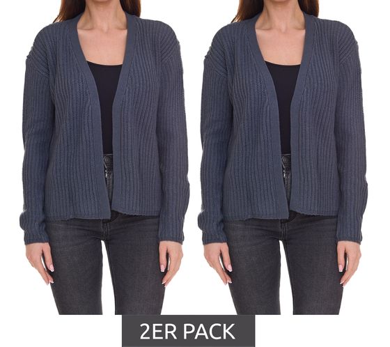 Pack of 2 BOYENS´S women's patent cardigan, no-fastener knitted cardigan 42087058 blue