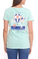 2-pack AjC women's T-shirt with various prints, short-sleeved summer shirt, cotton, mint, pink or white