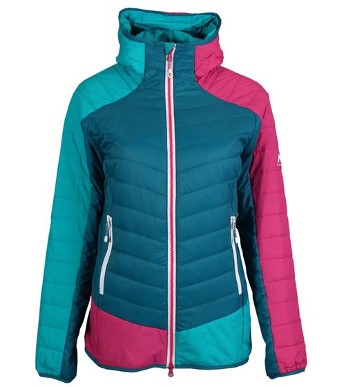 McKINLEY Sohana W Chaqueta funcional para mujer, chaqueta acolchada sostenible repelente al agua con acolchado PRIMALOFT Empacable 419836 900 626 azul petróleo/rosa