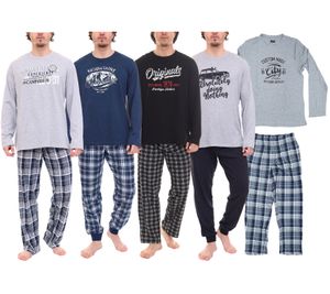 AM Legend Herren Pyjama-Set 2-teilig karierter oder unifarbener Schlafanzug IAN MPJ 23 Schwarz/Weiß/Blau/Grau in verschiedenen Modellen